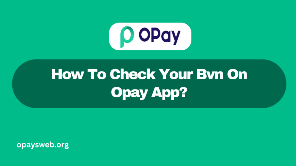 How To Check Your Bvn On Opay App?