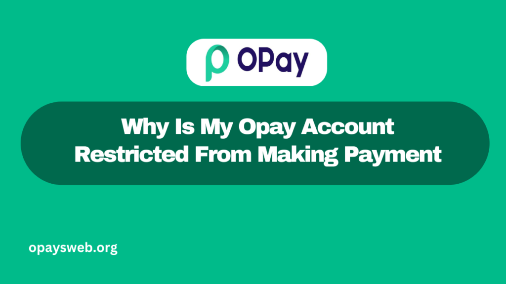 Why Is My Opay Account Restricted From Making Payment