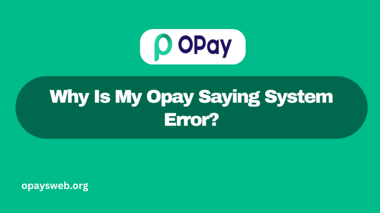 Why Is My Opay Saying System Error?