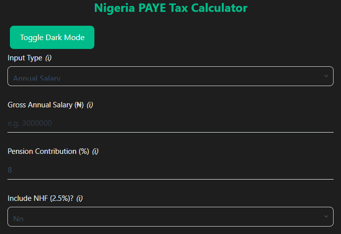 Nigeria Tax Calculator