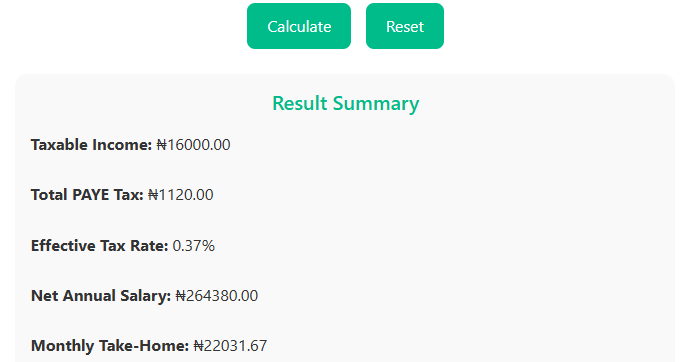 Paye Calculator